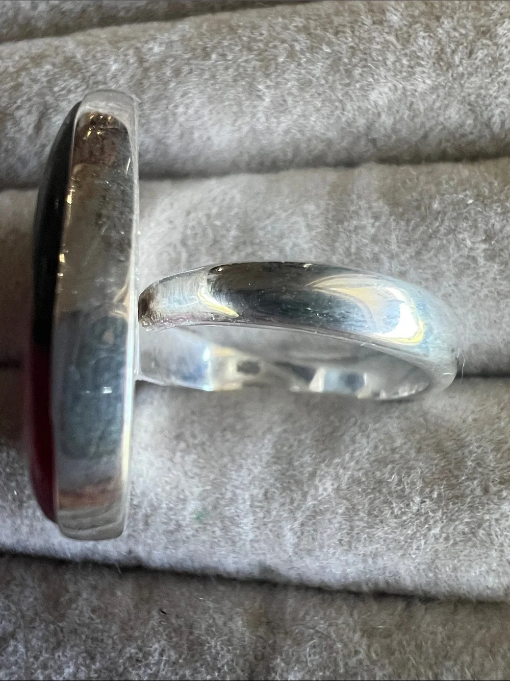 Two-Tone Rhodonite Teardrop Sterling Silver Ring